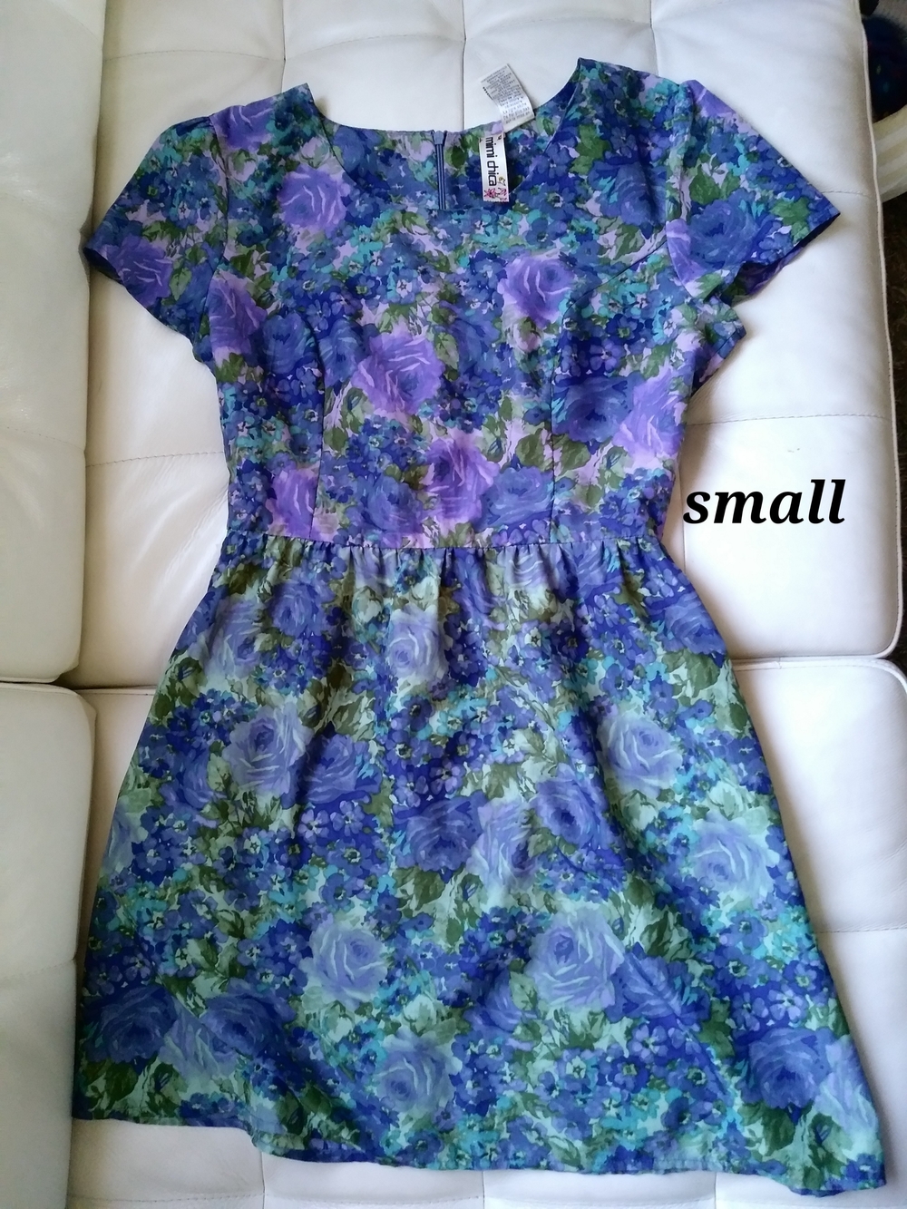 Mimi Chica Purple and Green Floral Midi Dress